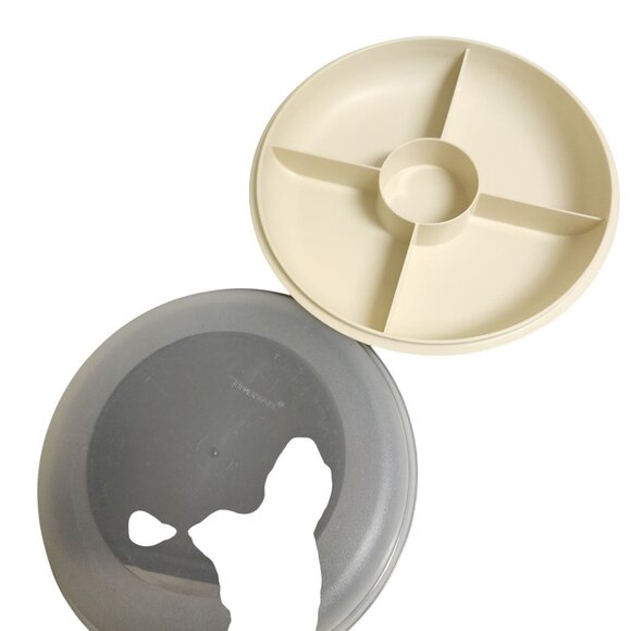 Tupperware Divided Serving Dish With Lid Beige & Gray - Picture 2 of 2